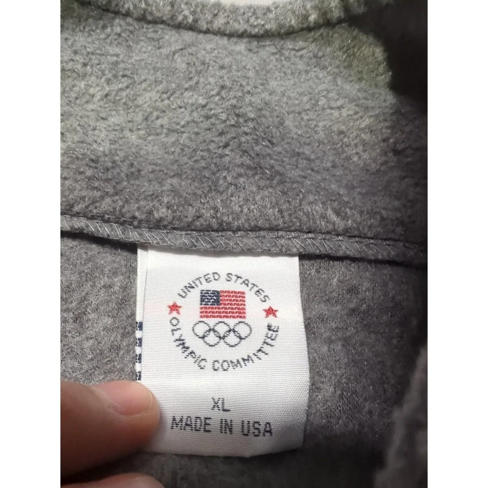 Vintage‎ USA Olympic Committee Fleece Vest Mens XL Gray Full Zip Made in USA